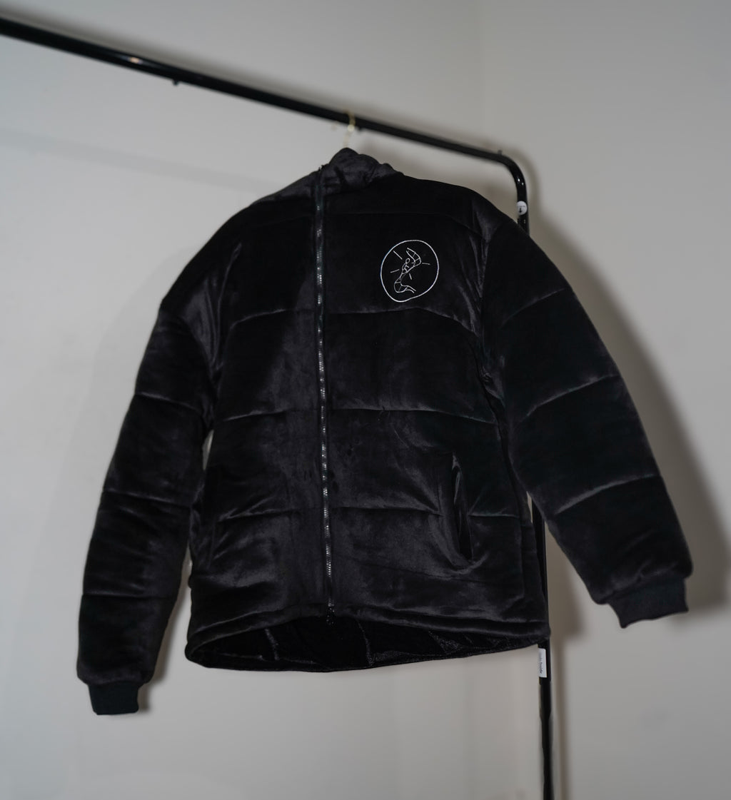 Velvet Black Puffer Coat