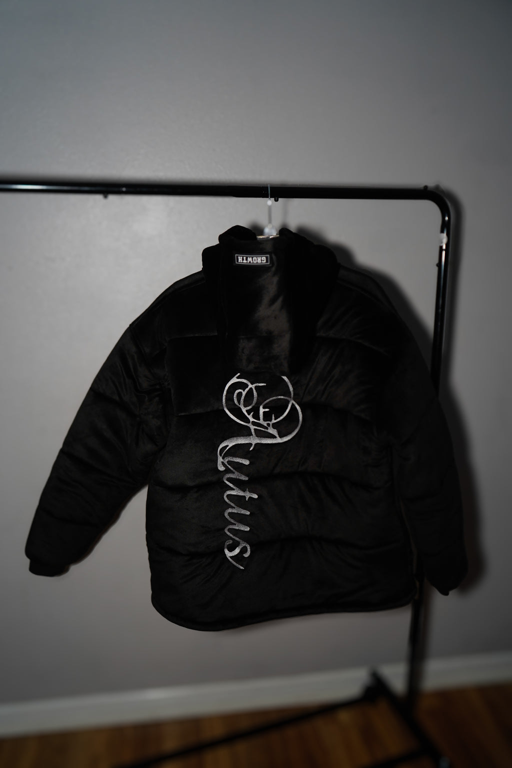 Velvet Black Puffer Coat