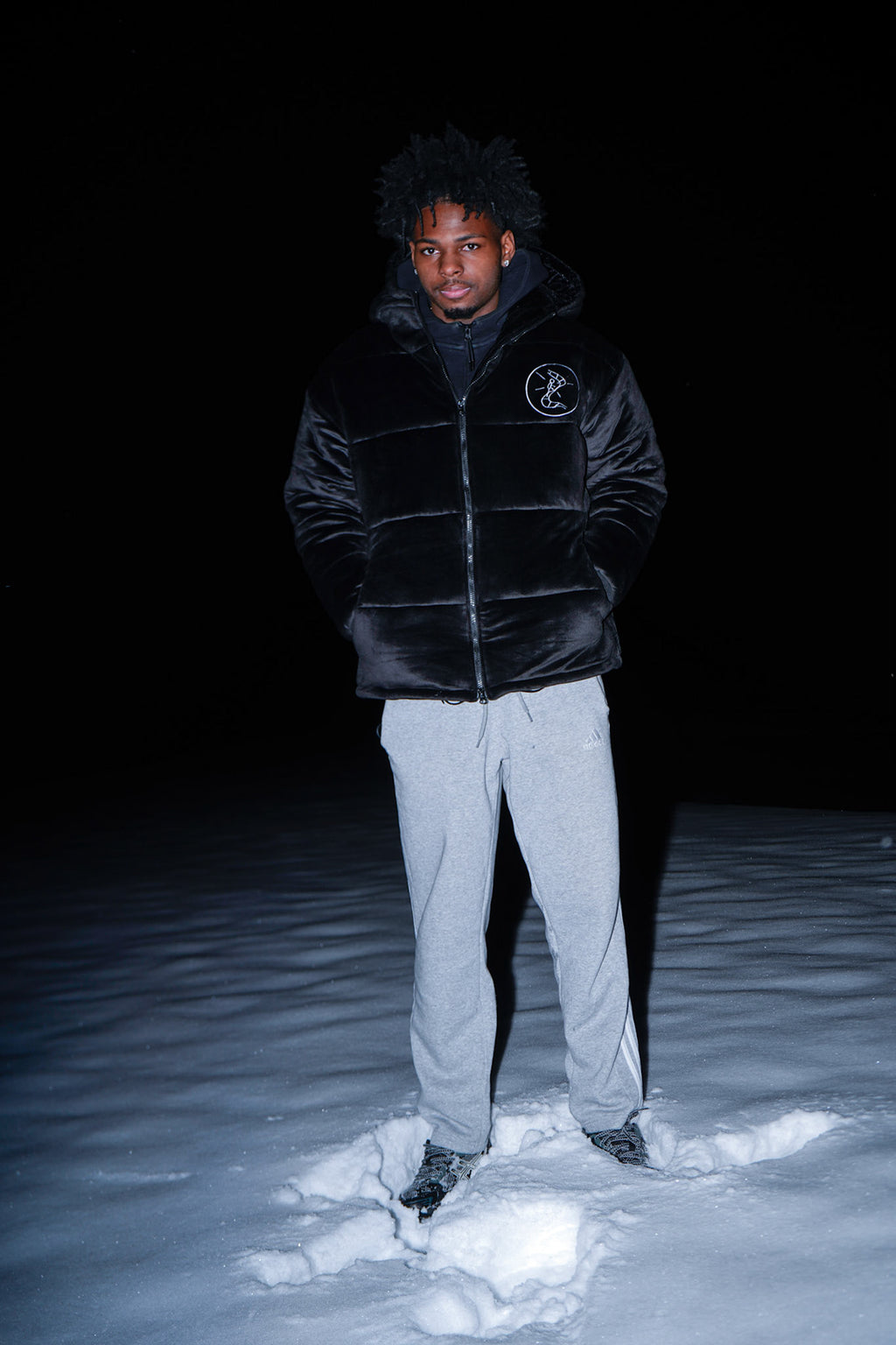 Velvet Black Puffer Coat