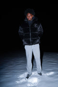 Velvet Black Puffer Coat